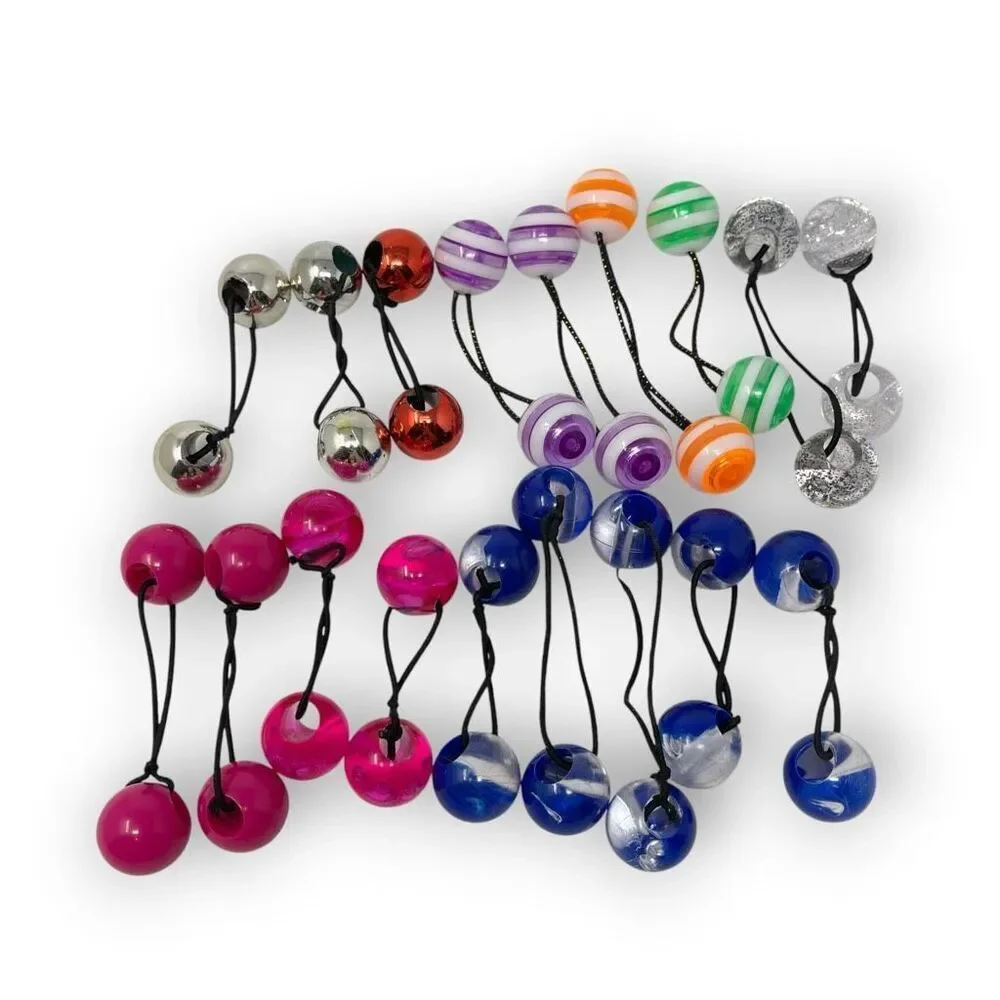 Twin Bead Hair Knocker Pony Tail Holders Bubbles Balls Tie Backs Lot of 18 Sets